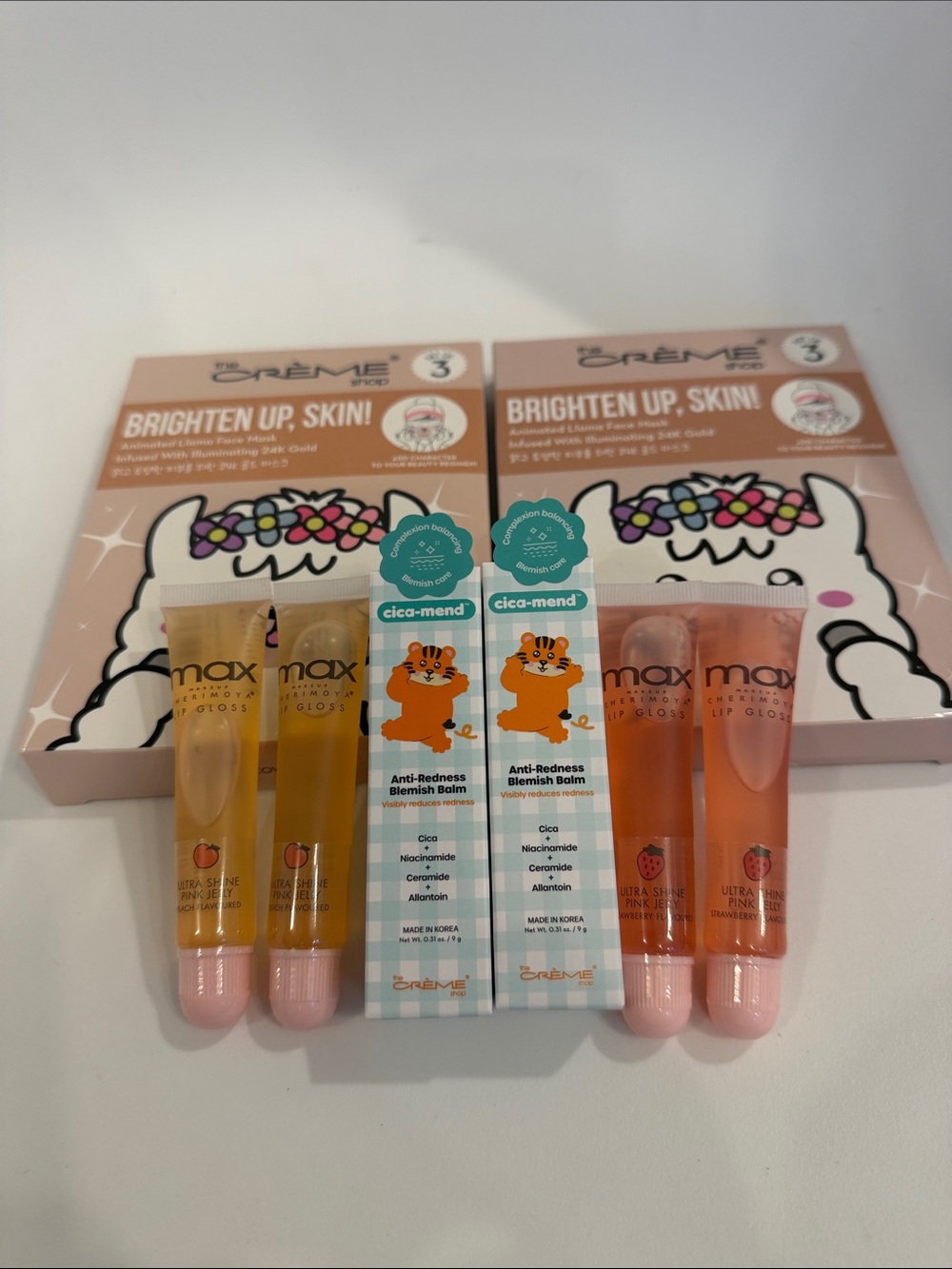 The Crème Shop and Max Brightening Lip & Skin Duo Set — Peach & Pink